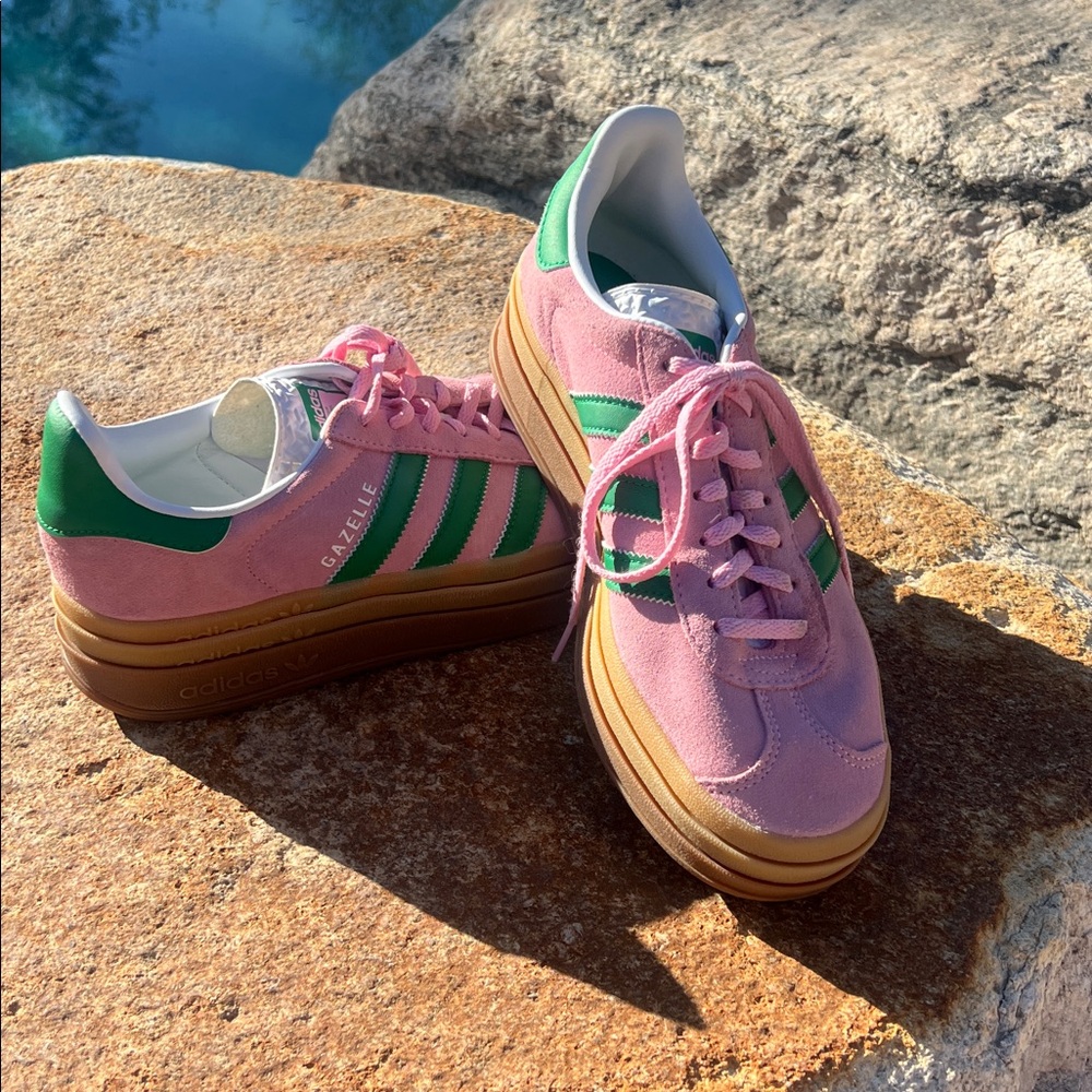 Adidas Gazelle Pink and Green Shoes